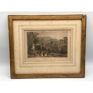 Vintage Hand Colored Framed Lithograph Baden-Baden Tombleson By‎ W Lacy